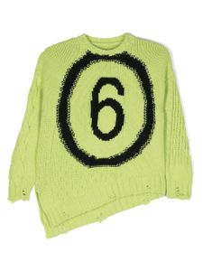 MM6 Maison Margiela Kids pull côtelé à logo en intarsia - Vert