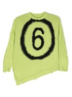 MM6 Maison Margiela Kids pull côtelé à logo en intarsia - Vert - thumbnail