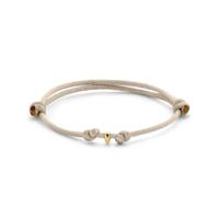 Beige Satijnen Armband met 14k Gouden Ring - Verstelbaar 13-26 cm