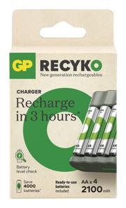GP ReCyko AA 4x 2100 mAh USB batterijlader + 4 ReCyko 2100 mAh batterijen