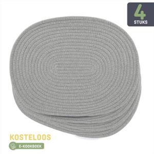 Sophie Nordinn Placemats - Placemat Abisko (Lichtgrijs) - Set (4 stuks) van Katoen - 43 cm x 34 cm