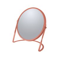 Make-up spiegel Cannes - 5x zoom - metaal - 18 x 20 cm - terracotta - dubbelzijdig - Make-up spiegeltjes