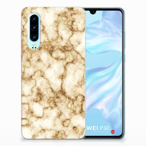 Huawei P30 TPU Siliconen Hoesje Marmer Goud