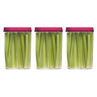 Voedselcontainer strooibus - 3x - roze - 1500 ml - kunststof - 15 x 8 x 23 cm - voorraadpot