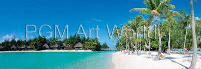 Kunstdruk Shutterstock - Beautiful beach on Bora Bora 95x33cm