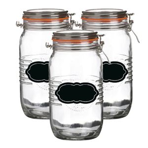 Weckpot/inmaakpot - 6x - 1.5L - glas - met beugelsluiting - incl. etiketten - Weckpotten