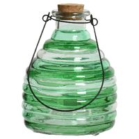 Wespenvanger/wespenval met hengsel - glas - groen - D13 x H17 cm   -