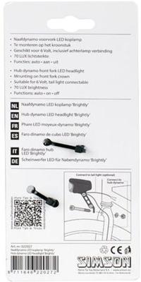 Simson Voorlicht brightly naafdynamo led 70 lux zwart