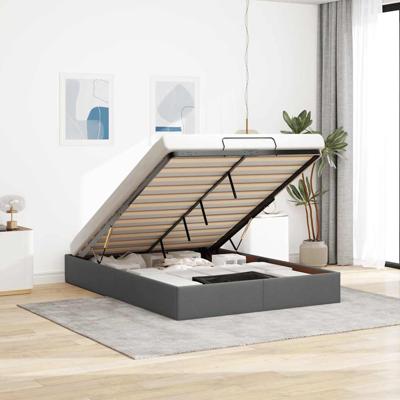 Bedframe zonder matras 140x190 cm stof donkergrijs