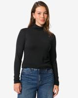 051 Dames Thermoshirt Met Col Zwart (zwart)