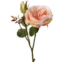 Kunstbloem roos Little Joy - roze - 38 cm - kunststof steel - decoratie bloemen