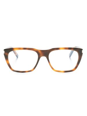 Saint Laurent Eyewear lunettes de vue carrées à effet écailles de tortue - Marron