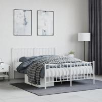 Bedframe met hoofd- en voeteneinde metaal wit 135x190 cm