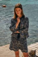 Midge broderie blouse - dark blue/off white - 12815