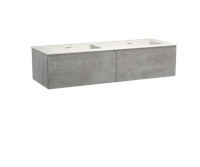 Storke Edge zwevend badmeubel 150 x 52 cm beton donkergrijs met Mata dubbele wastafel in mat witte solid surface