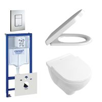 Villeroy & Boch O.Novo Toiletset - softclose en quickrelease zitting - bedieningsplaat verticaal/horizontaal RVS - wit 0729205/0720026/0124182/1024992/ - thumbnail