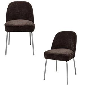 BePureHome Vogue Eetkamerstoelen - Polyester - Donkerbruin - Set van 2