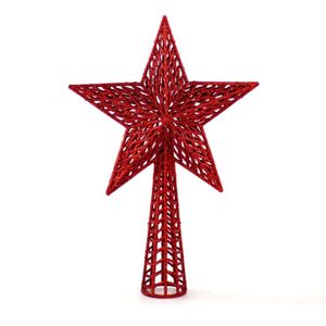 Kunststof kerstboom ster piek rood 27 cm - Kerstpieken