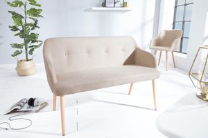 Design bank SCANDINAVIA MEESTERSTUK 116cm beige beukenhout met armleuning - 37927