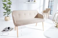 Design bank SCANDINAVIA MEESTERSTUK 116cm beige beukenhout met armleuning - 37927