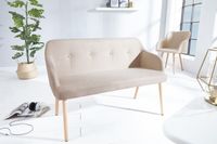 Design bank SCANDINAVIA MEISTERSTÜCK 116cm beige beukenhout met armleuning - 37927