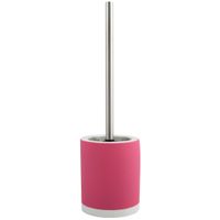 Toiletborstel in houder/wc-borstel - keramiek/metaal - fuchsia roze - 38 x 11 cm