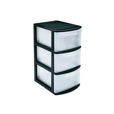 PlasticForte Ladeblok - 3 lades - kunststof - L39 x B28.5 x H58 cm - bureau organizer - zwart PlasticForte Ladeblok - 3 lades - kunststof - L39 x B28.5 x H58 cm - bureau organizer - zwart