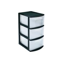 PlasticForte Ladeblok - 3 lades - kunststof - L39 x B28.5 x H58 cm - bureau organizer - zwart