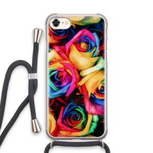 Neon bloemen: iPhone 8 Transparant Hoesje met koord
