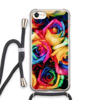 Neon bloemen: iPhone 8 Transparant Hoesje met koord