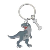 Metalen dinosaurus t-rex sleutelhanger 5 cm   - - thumbnail