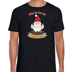 Fout kersttrui t-shirt voor heren - Kado Gnoom - zwart - Kerst kabouter 2XL  -