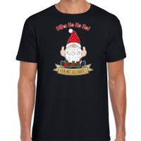 Fout kersttrui t-shirt voor heren - Kado Gnoom - zwart - Kerst kabouter 2XL  - - thumbnail