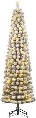 Black Box Trees Charlton Pilar verlichte kerstboom besneeuwd groen 215cm - 160 lampjes