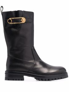 Versace bottes Safety Pin en cuir de veau - Noir