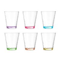Vivalto Waterglazen/drinkglazen Colorama - 12x - transparant kleurenmix - 375 ml - 10 cm   -