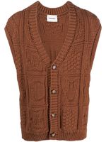 Nanushka cardigan sans manches à col v - Marron