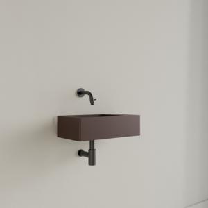 Fontein Gliss Design Freya Solid Marble 40x22x10 cm Zonder Kraangat Rechts Mat Choco Bruin Gliss Design
