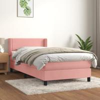 Boxspring met matras fluweel roze 100x200 cm