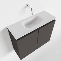Toiletmeubel Mondiaz Ture | 60 cm | Meubelkleur Dark grey | Eden wastafel Talc Midden | Zonder kraangat