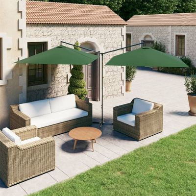 VidaXL Parasol dubbel met stalen paal 600x300 cm groen
