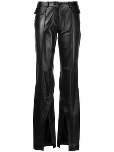 The Mannei pantalon en cuir à fentes - Noir