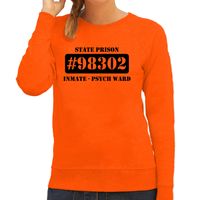 Boeven / gevangenen psych ward verkleed sweater oranje dames - thumbnail