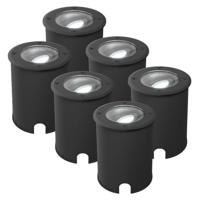 Set van 6 Lilly dimbare LED Grondspot - Kantelbaar - Overrijdbaar - Rond - 6500K daglicht wit - IP67 waterdicht - 3 jaar garantie - Zwart