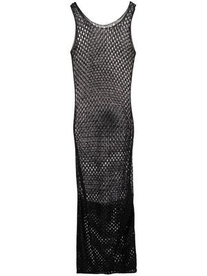 Dion Lee robe longue métallisée en résille - Noir