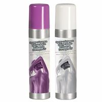 Guirca Haarspray/bodypaint spray - 2x kleuren - wit en paars - 75 ml - thumbnail