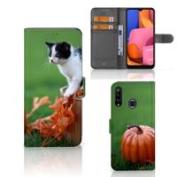 Samsung Galaxy A20s | Telefoonhoesje | Met pasjeshouder | Kitten