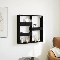 Wandkast 80x15x80 cm bewerkt hout zwart Wandkast 80x15x80 cm bewerkt hout zwart