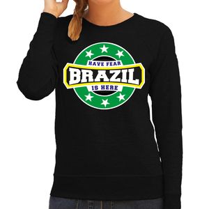 Have fear Brazil / Brazilie is here supporter trui / kleding met sterren embleem zwart voor dames 2XL  -