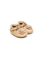 Donsje chaussures pré-marche à fleurs appliquées - Marron